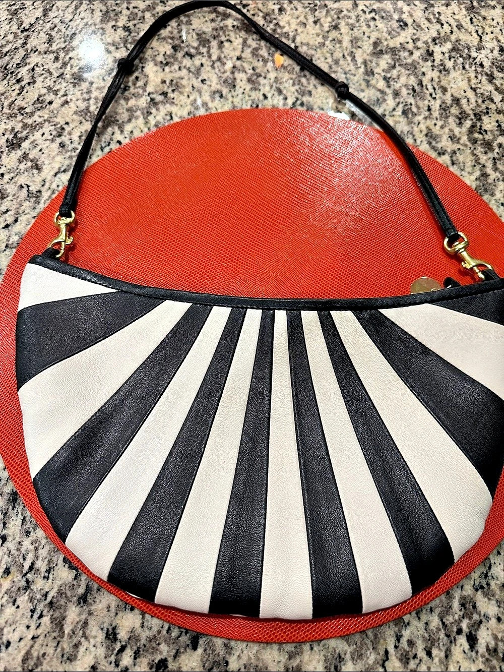 Clare V. Black & White Striped Shoulder Bag Like New